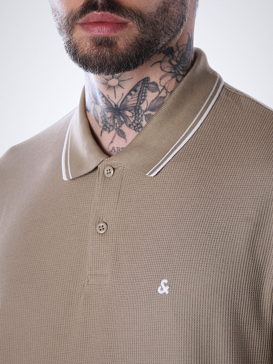 Contrast Tipping Polo - Brown