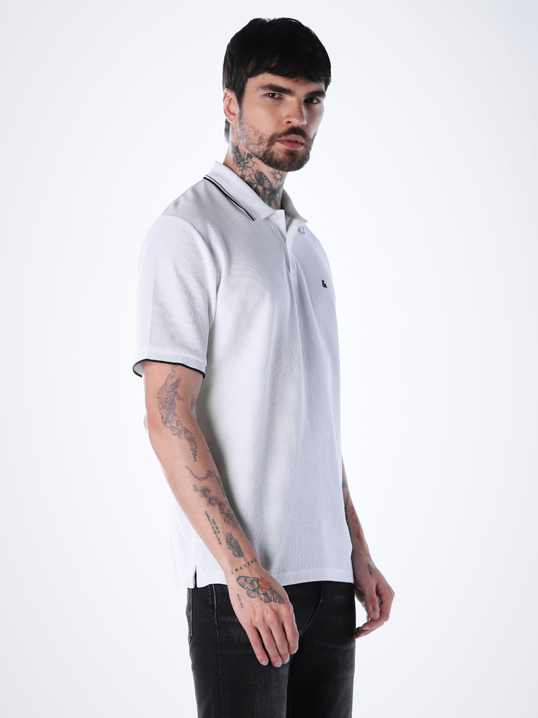 Contrast Tipping Polo - White