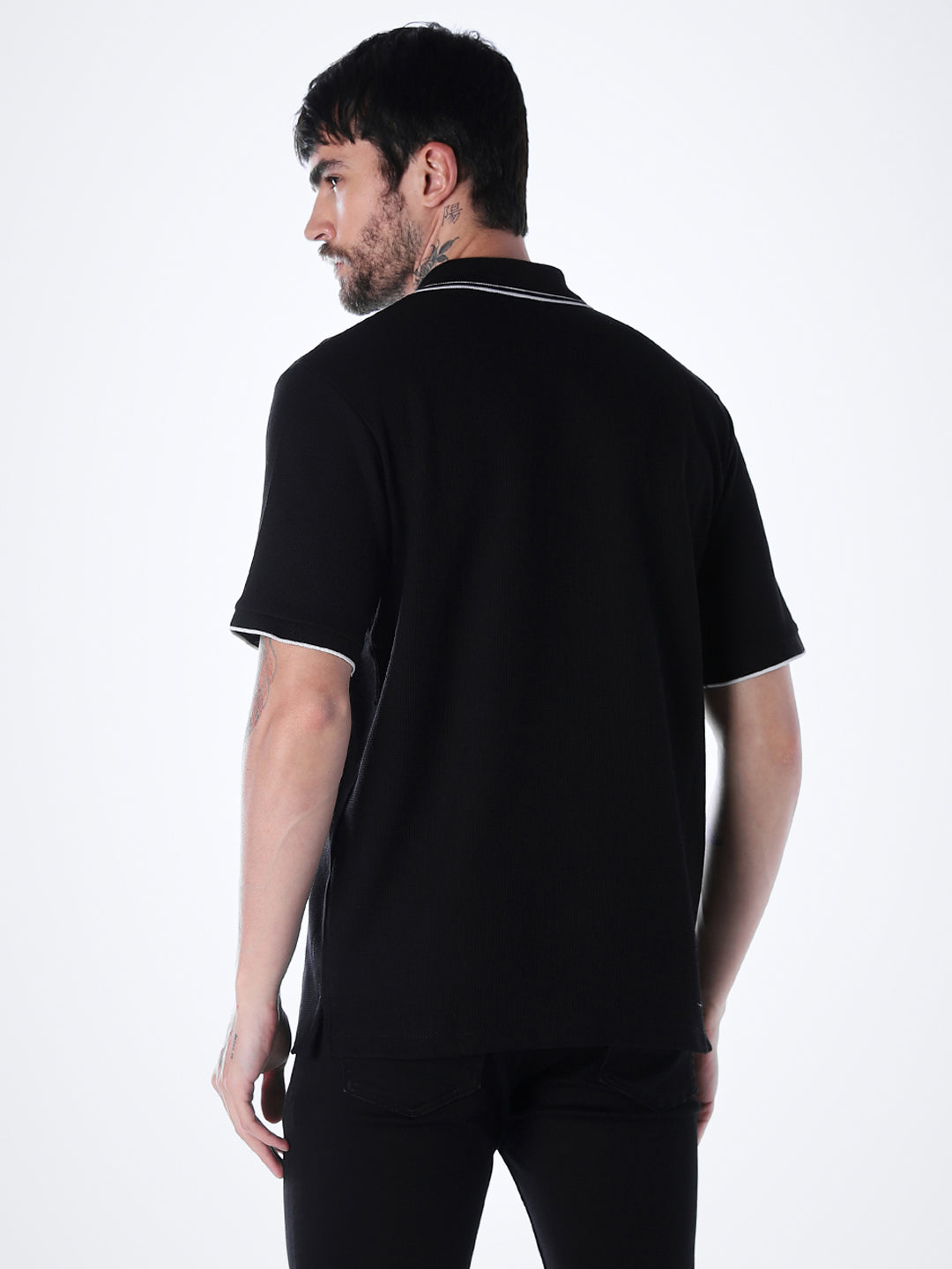 Contrast Tipping Polo - Black
