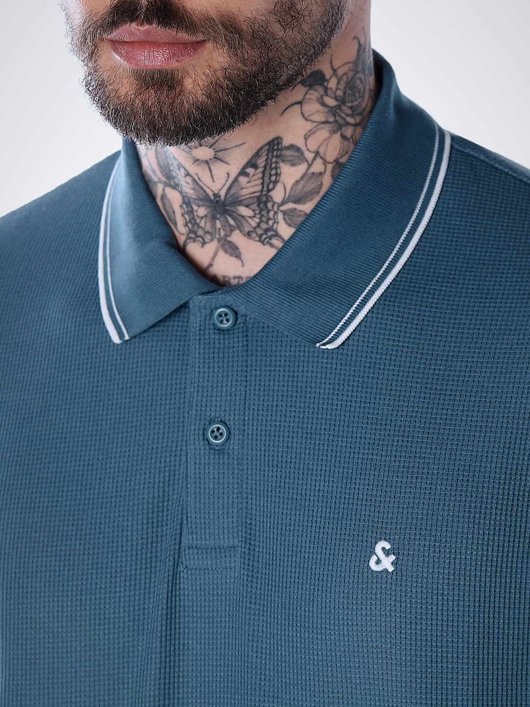 Contrast Tipping Polo - Blue