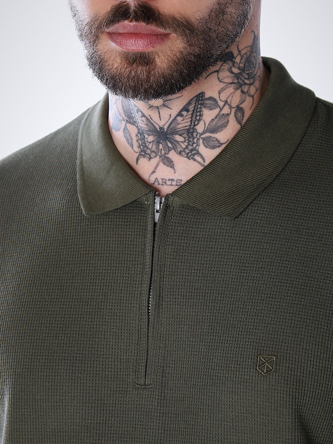 Half Zip Regular Fit Polo - Olive