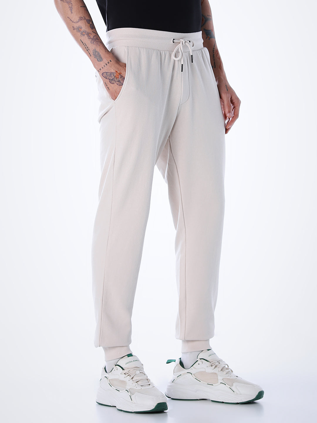 Regular Fit Cotton Sweatpants - Beige