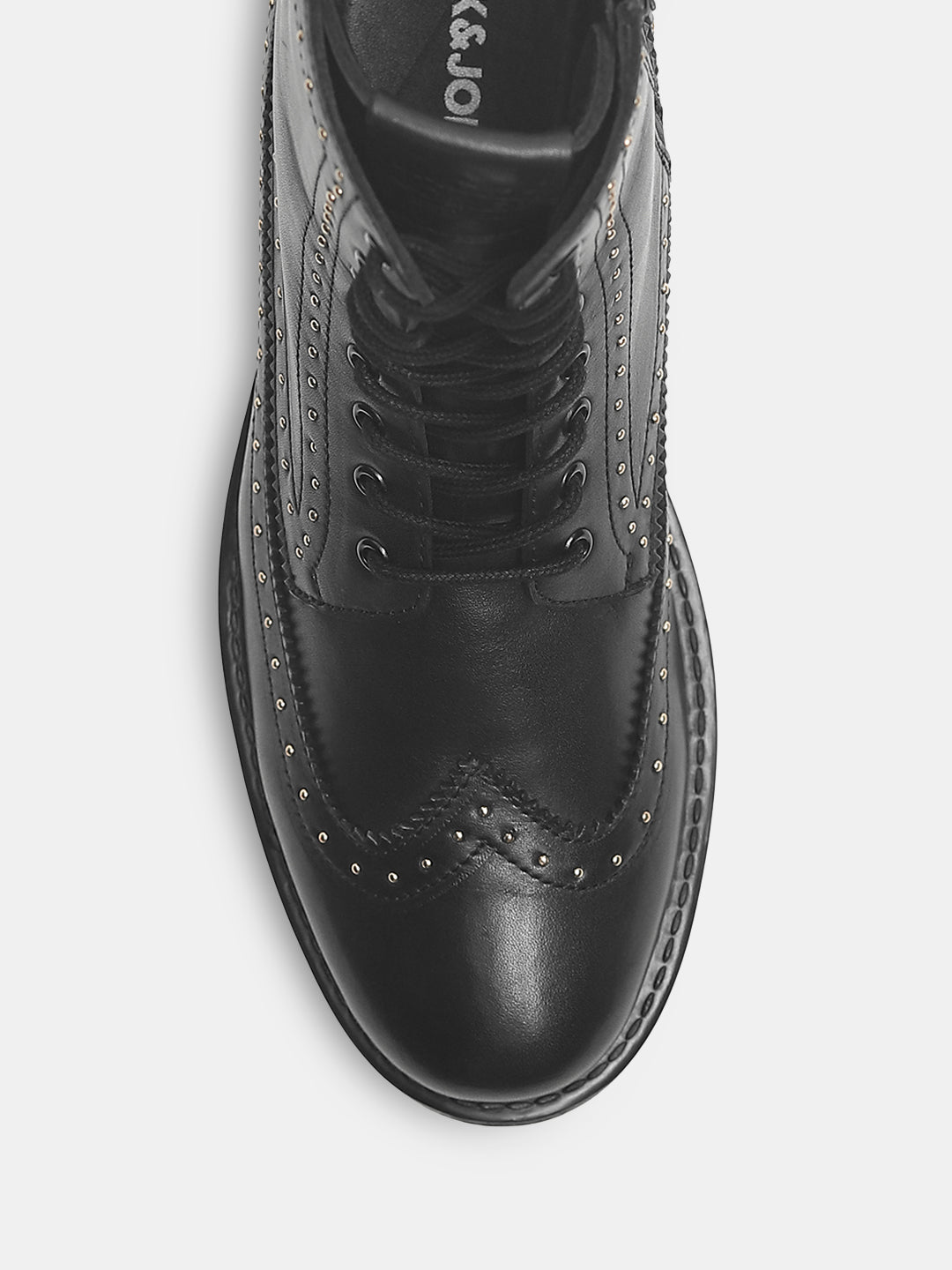 Black Micro Stud Leather Boots