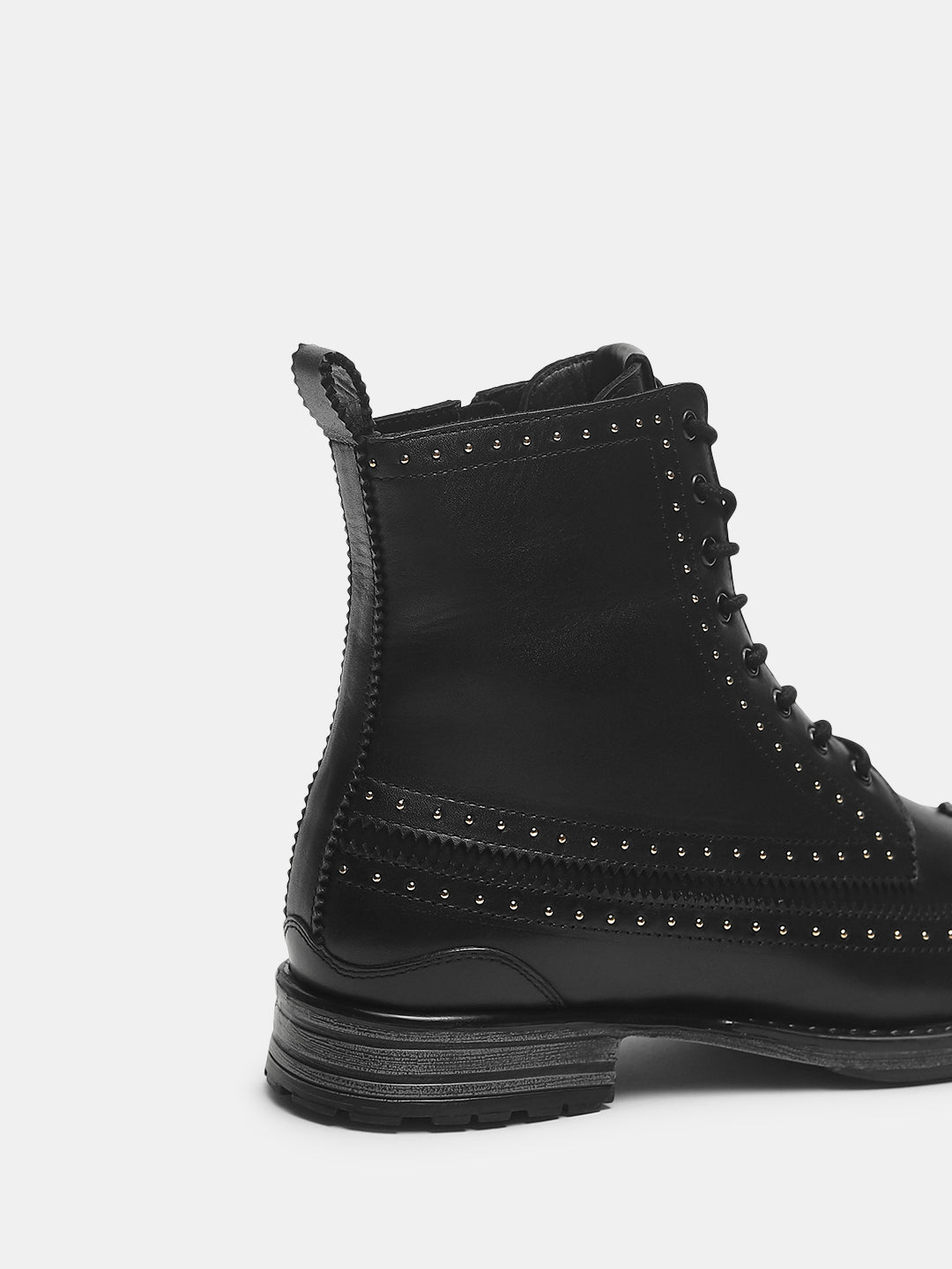 Black Micro Stud Leather Boots