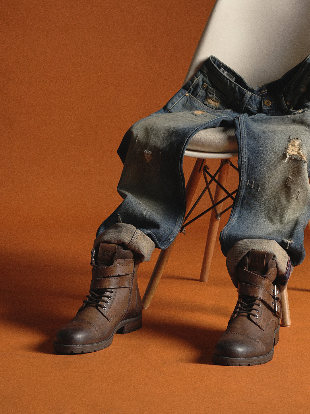 Brown Premium Leather Buckle Boots