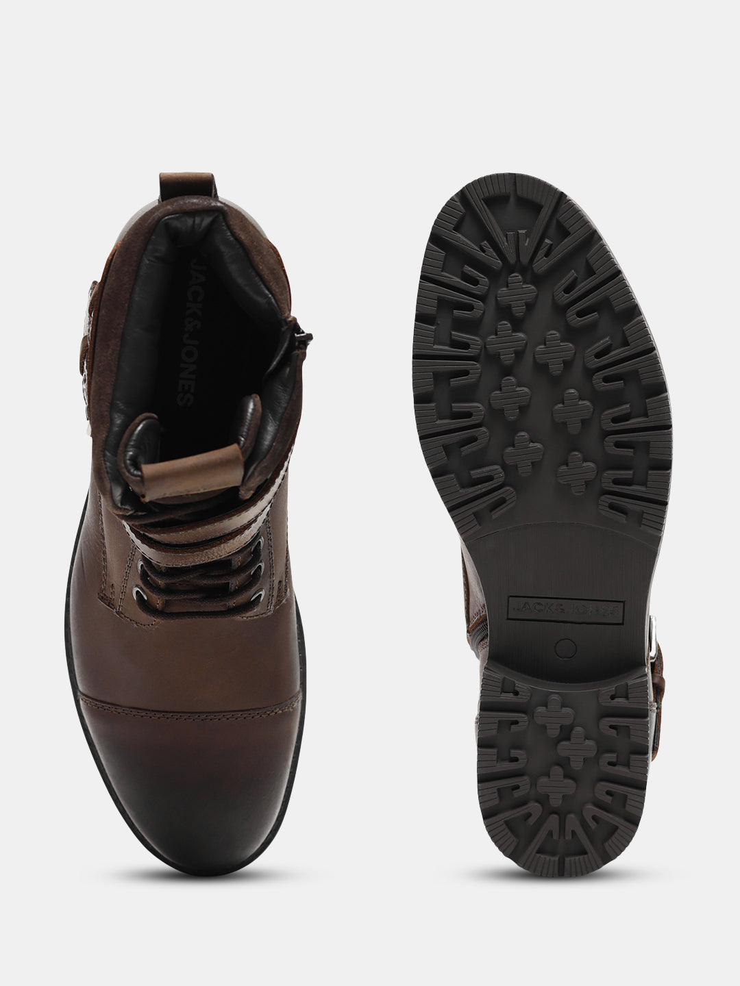 Brown Premium Leather Buckle Boots