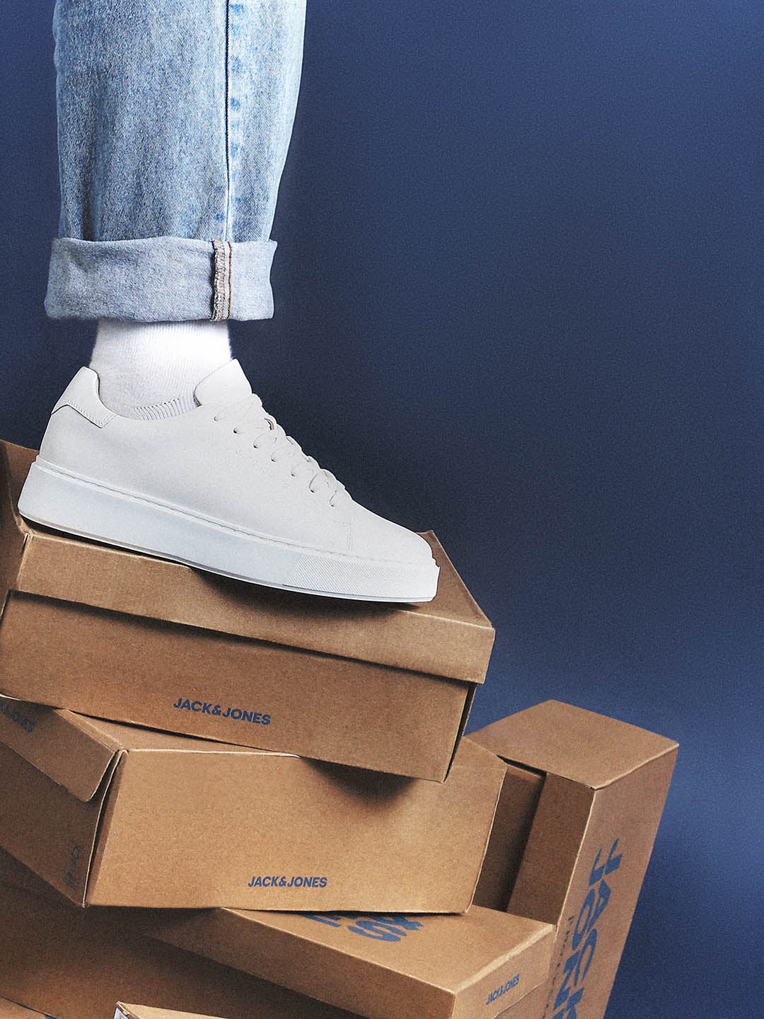 White Leather Lace-Up Sneakers