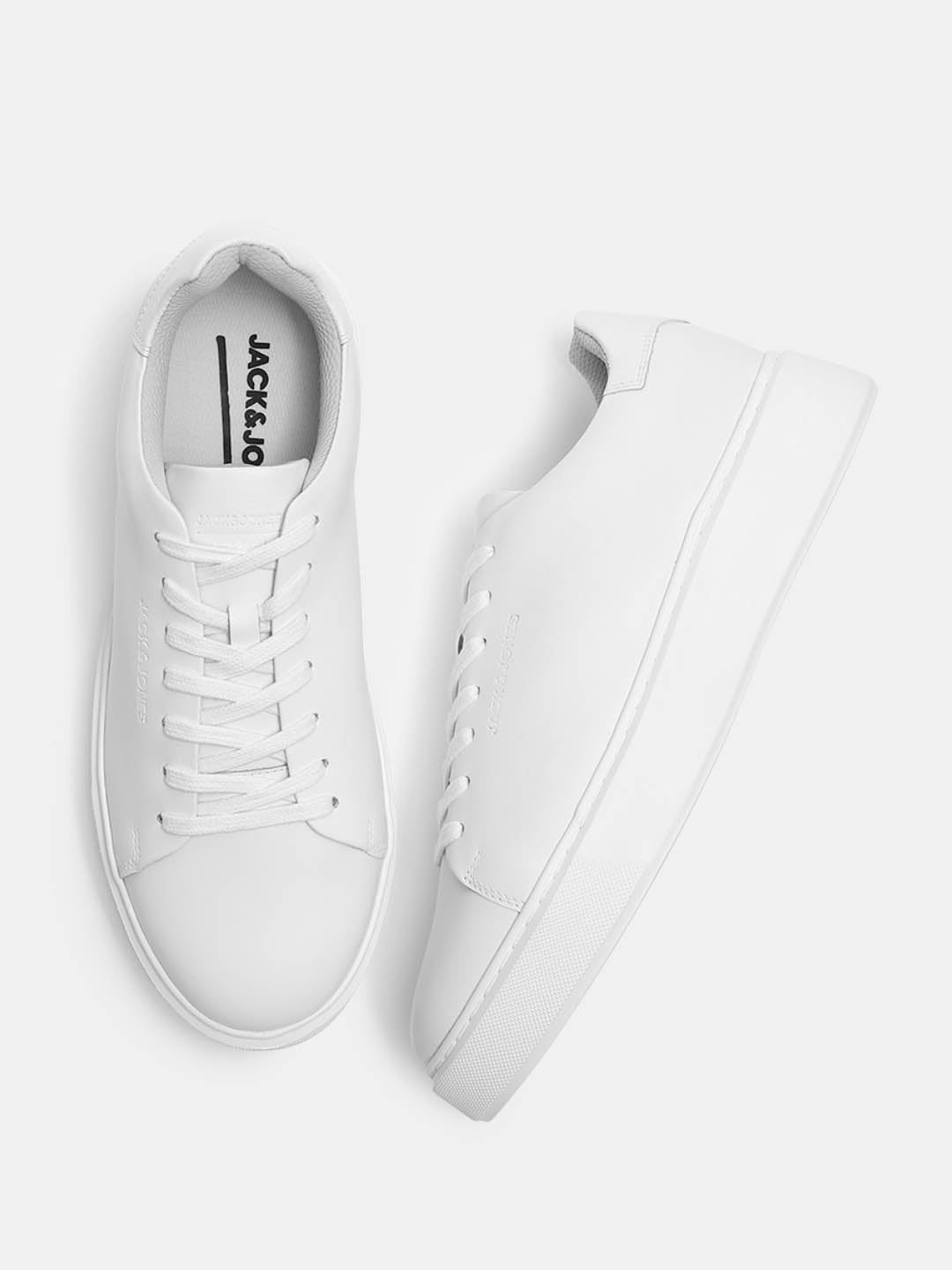 White Leather Lace-Up Sneakers