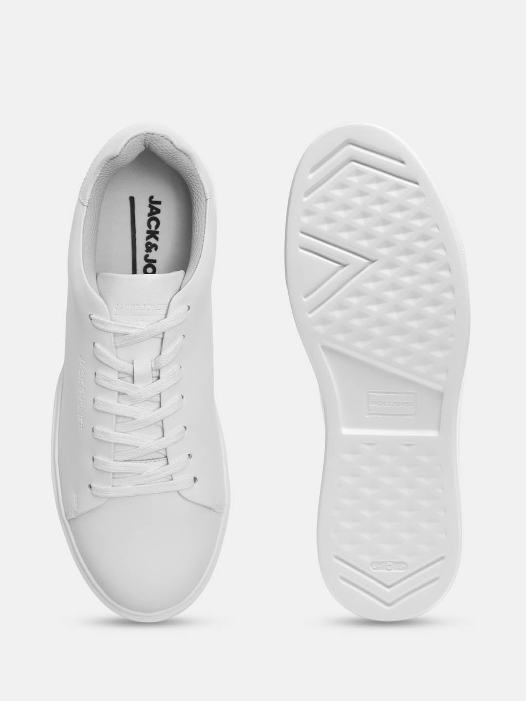 White Leather Lace-Up Sneakers