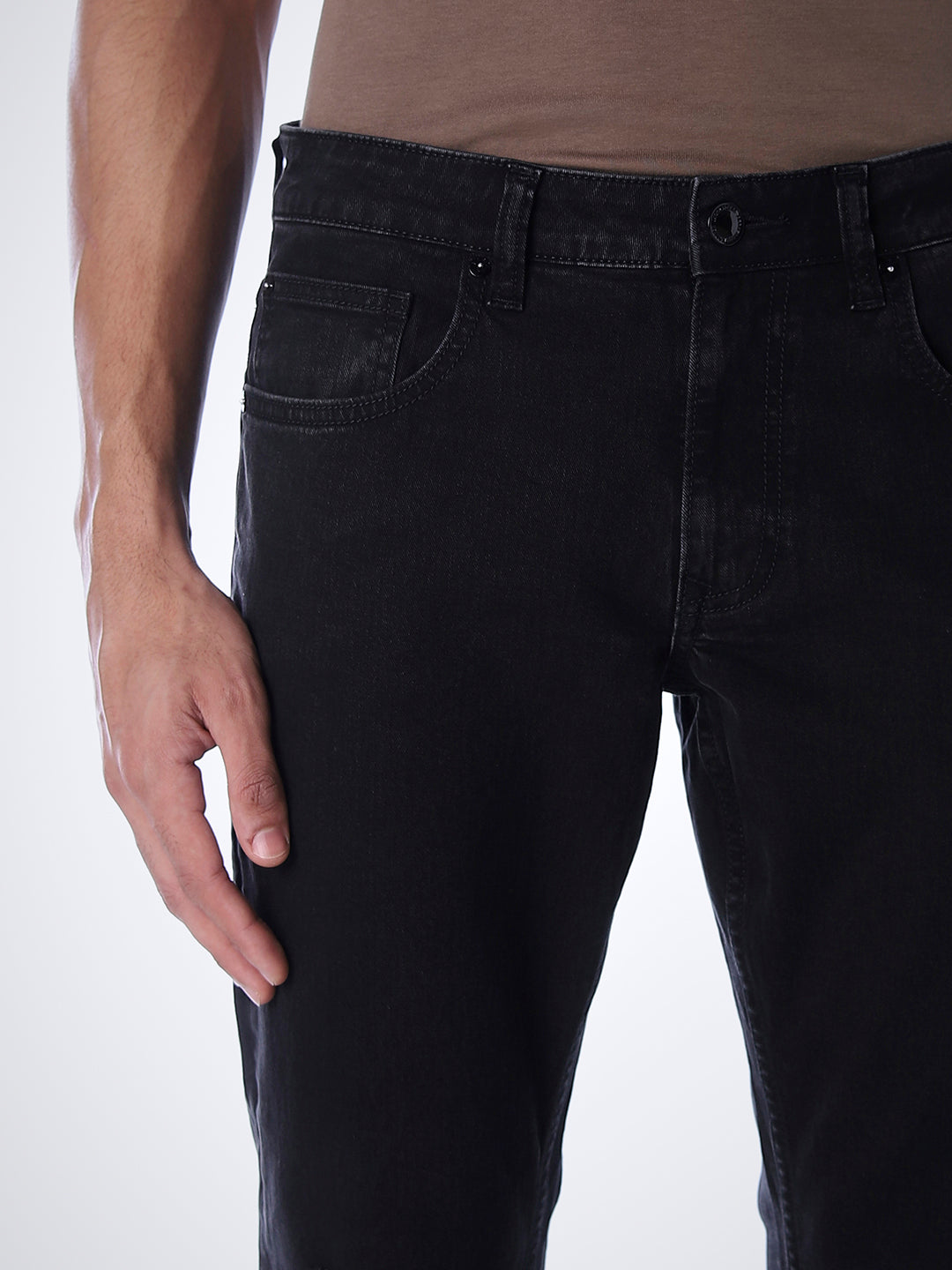 5 Pocket Distressed Clark Regular Fit Jeans - Black