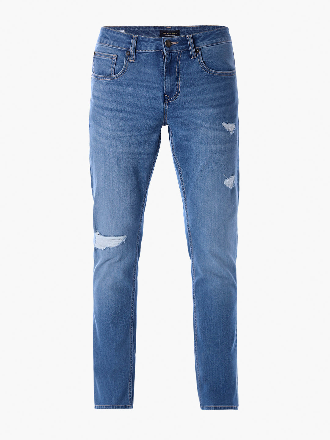 5 Pocket Distressed Glenn Slim Fit Jeans - Light Blue