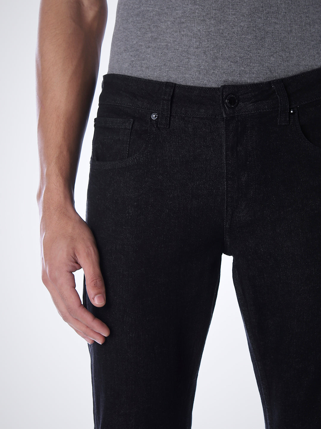 5 Pocket Distressed Glenn Slim Fit Jeans - Black