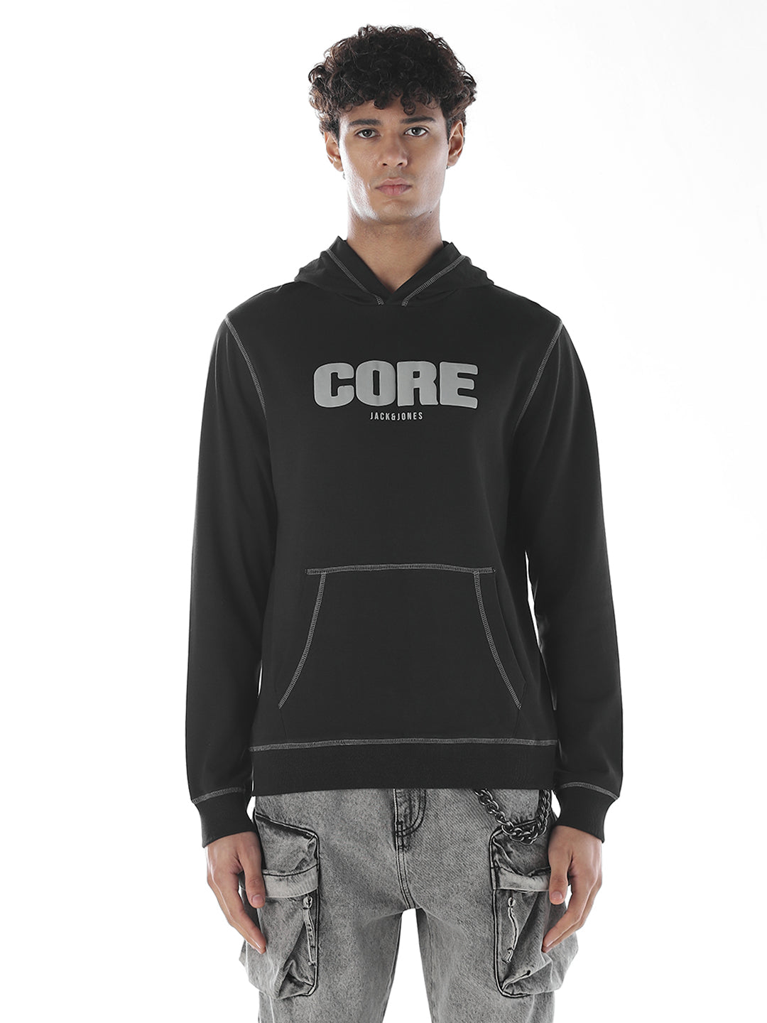 Contrast Stitch Hooded Sweatshirt