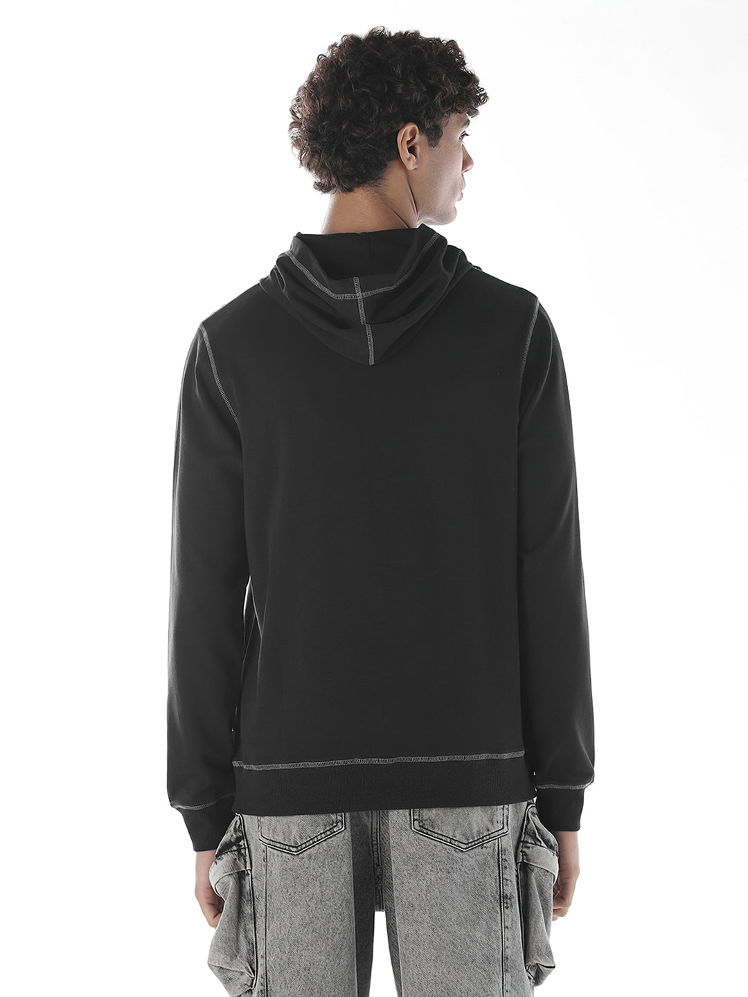 Contrast Stitch Hooded Sweatshirt