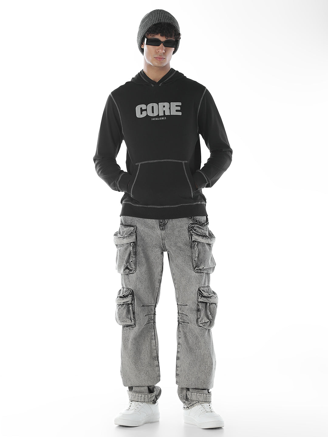 Contrast Stitch Hooded Sweatshirt