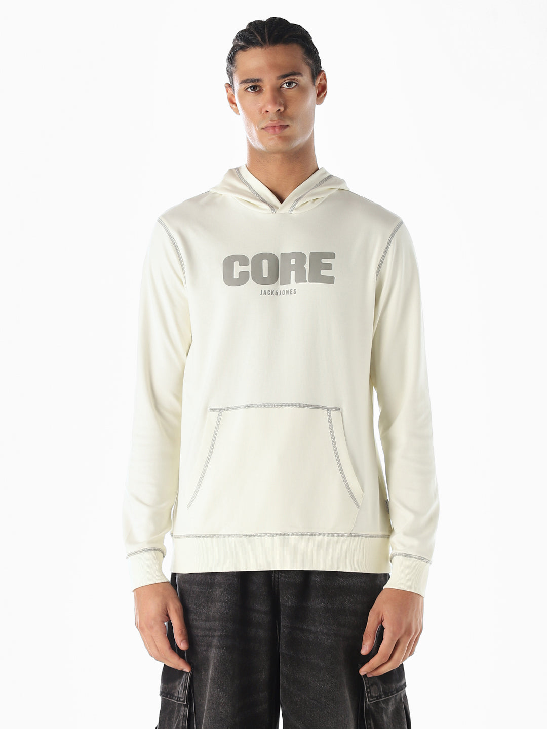 Contrast Stitch Hooded Sweatshirt