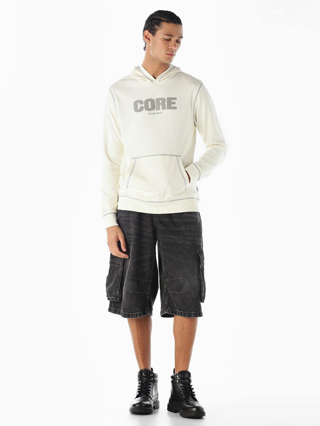 Contrast Stitch Hooded Sweatshirt