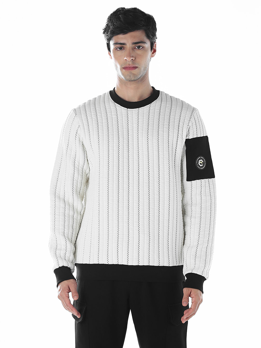 Quilted Striped Sweatshirt