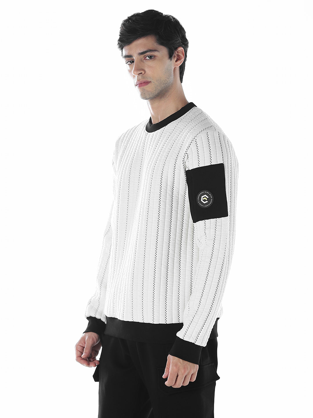 Quilted Striped Sweatshirt