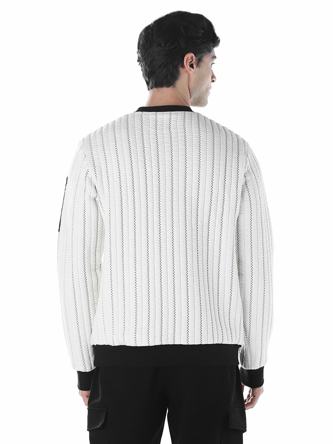 Quilted Striped Sweatshirt