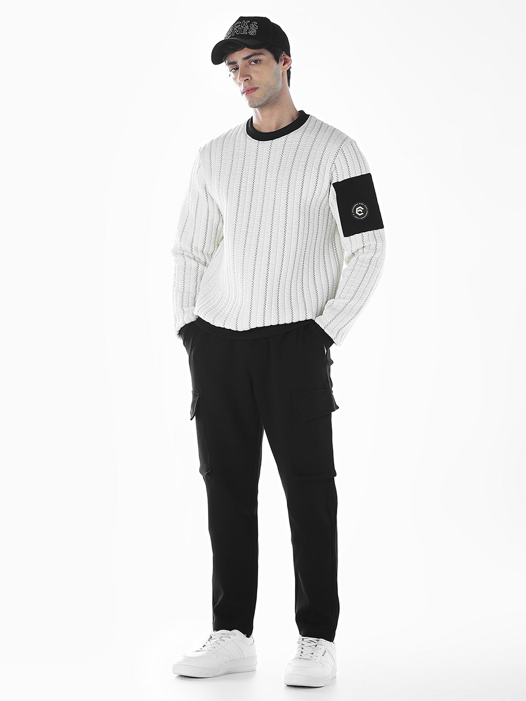 Quilted Striped Sweatshirt