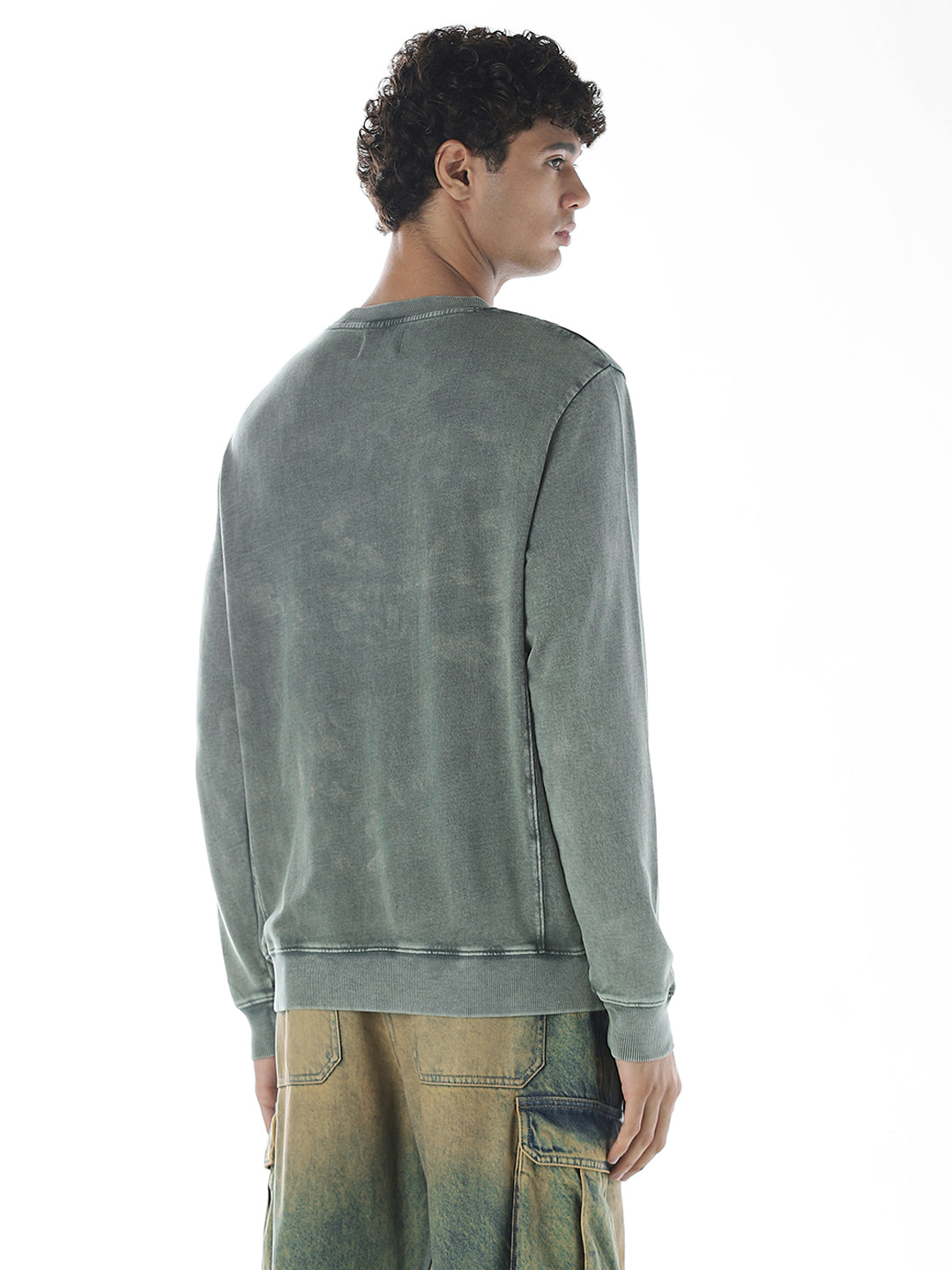 Acid Washed Crew Neck Sweatshirt