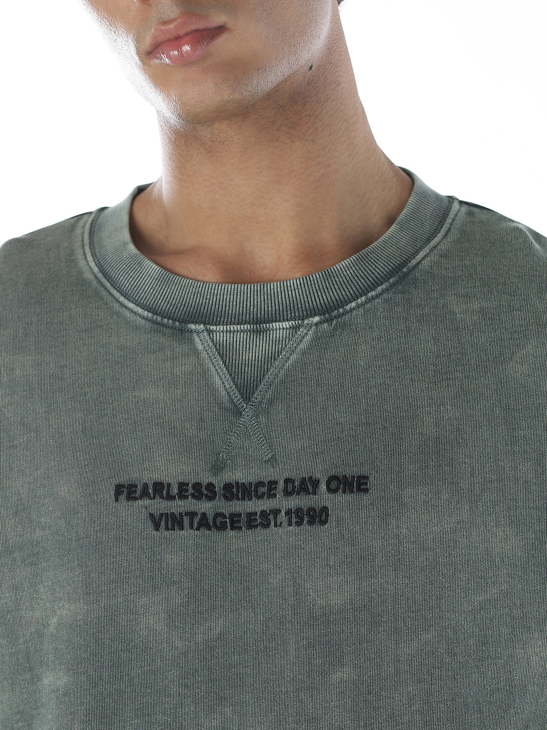 Acid Washed Crew Neck Sweatshirt