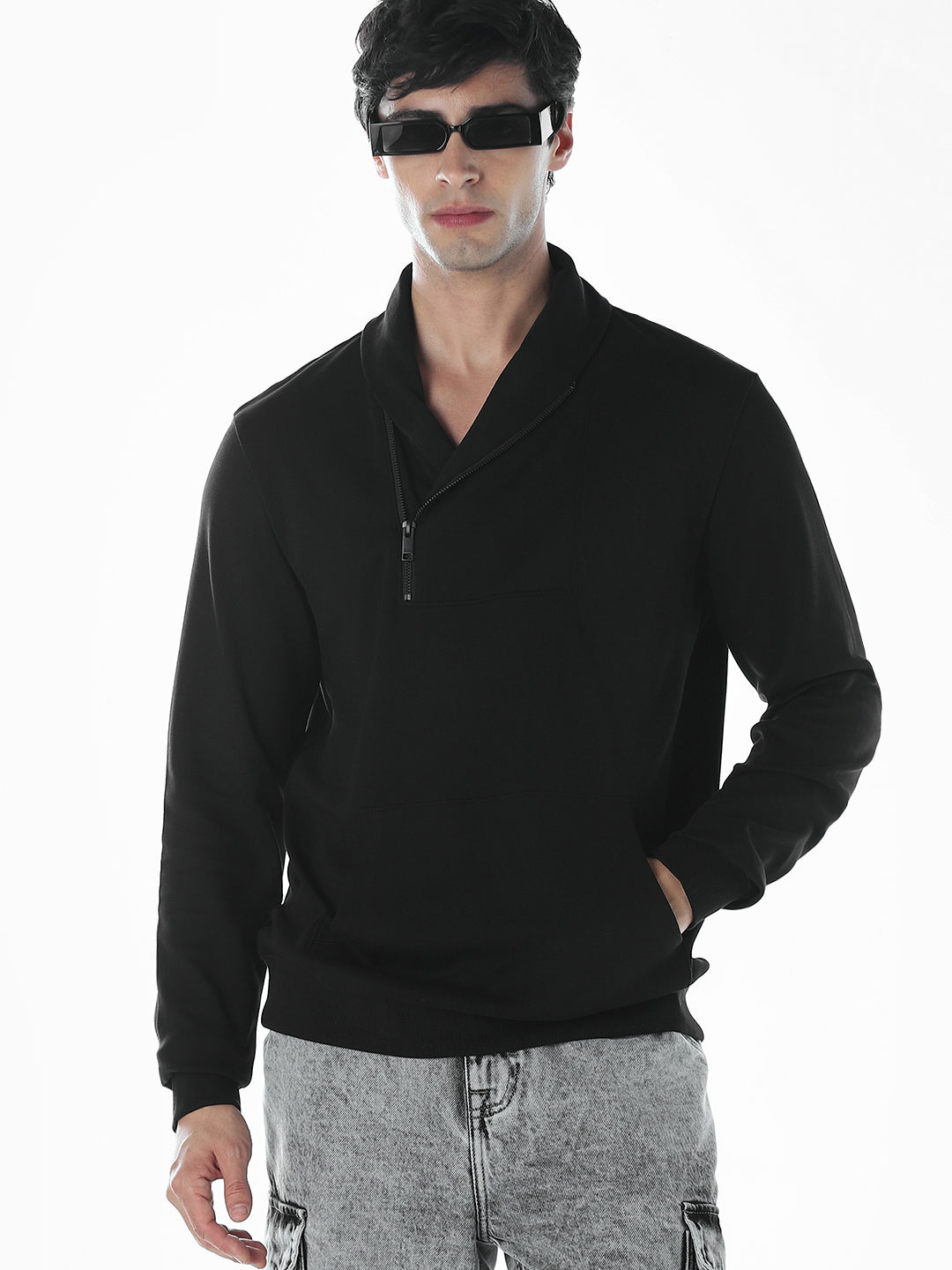 Quarter-Zip Oversized Sweatshirt - S
