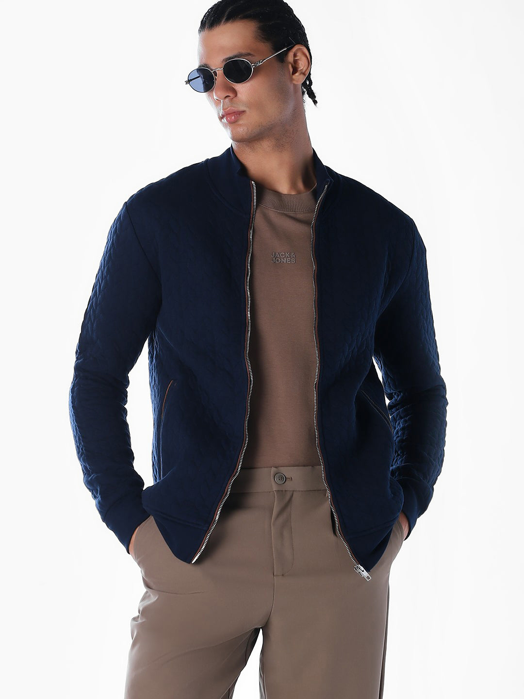 Navy Front Open Sweatshirt