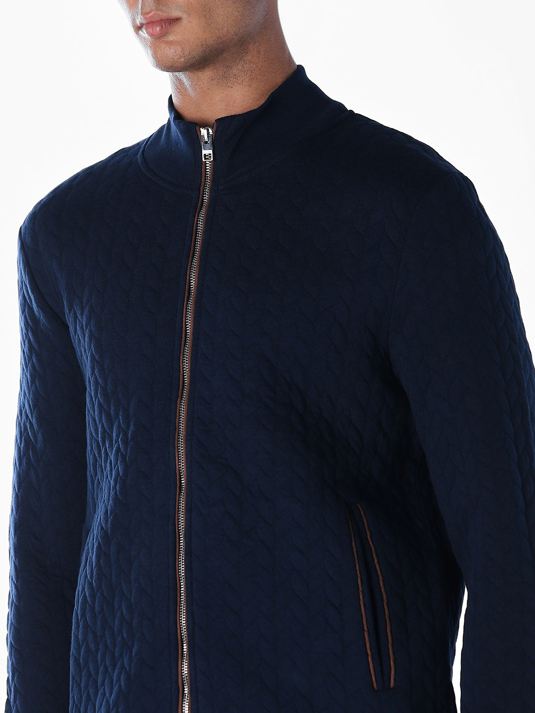 Navy Front Open Sweatshirt