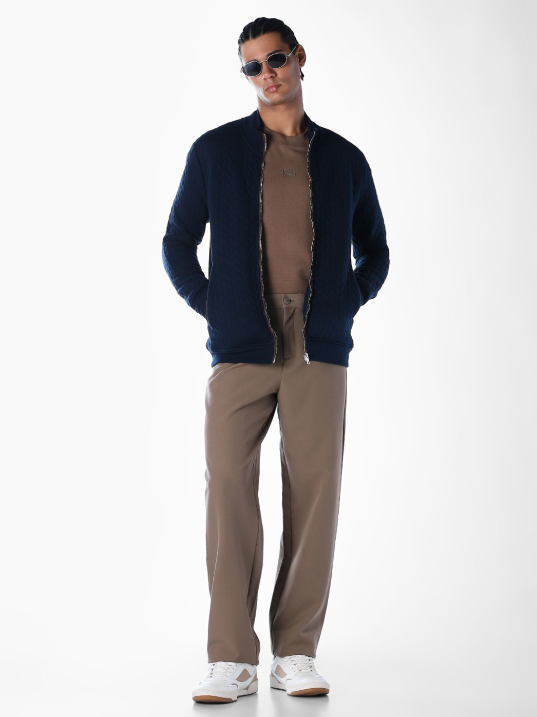 Navy Front Open Sweatshirt