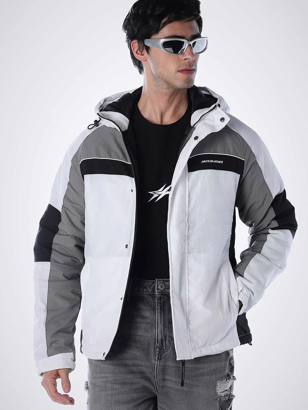 Colourblocked Nylon Hooded Jacket