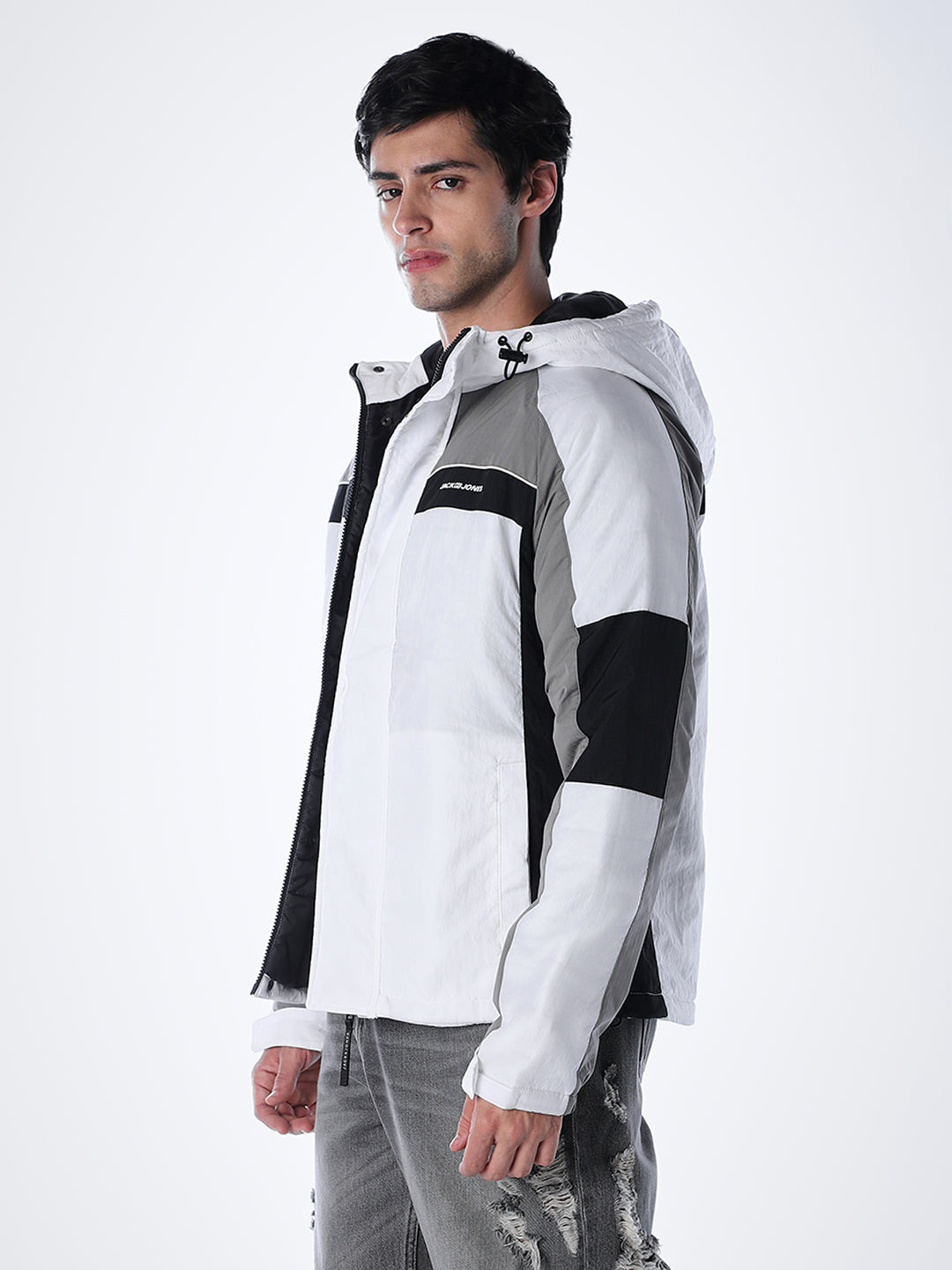 Colourblocked Nylon Hooded Jacket