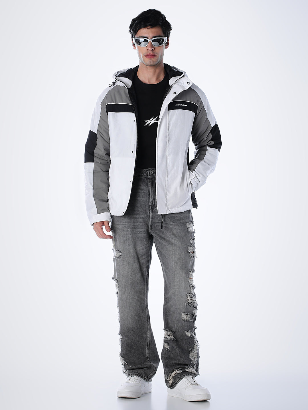 Colourblocked Nylon Hooded Jacket