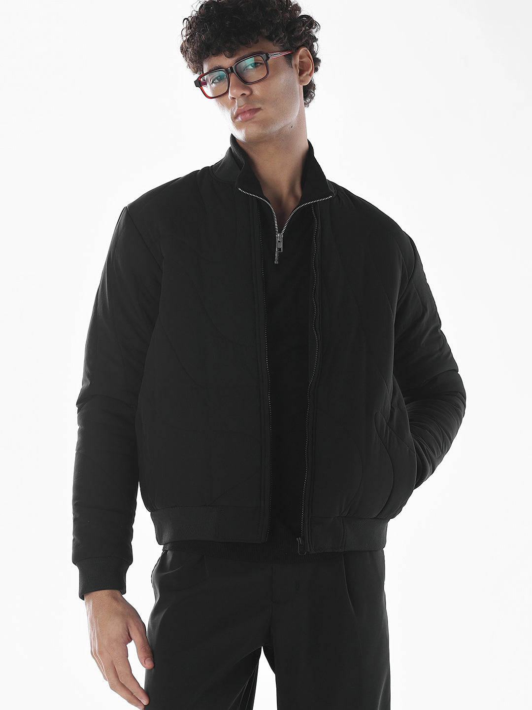 Mandarin Collar Zipped Jacket - S