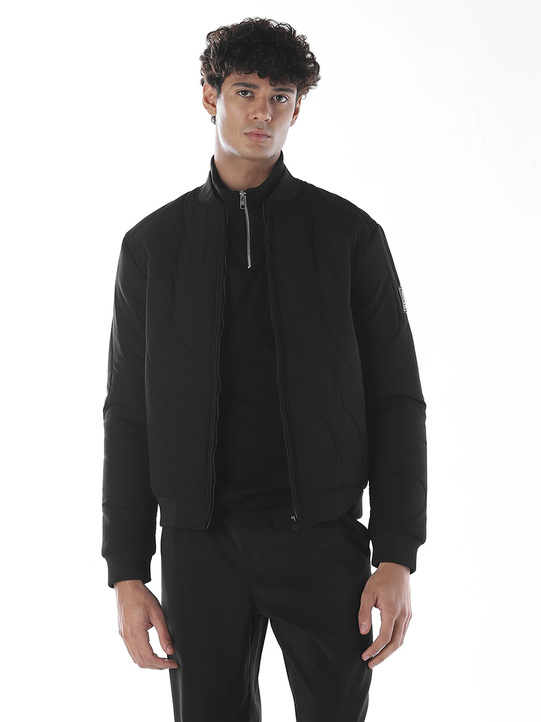 Mandarin Collar Zipped Jacket