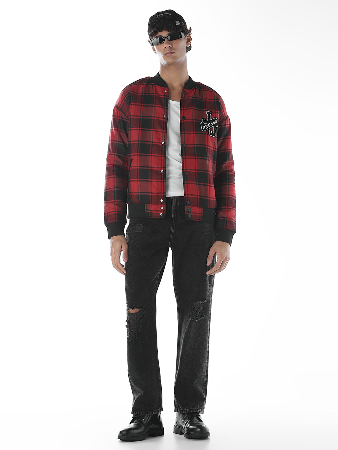 Red Check Bomber Jacket