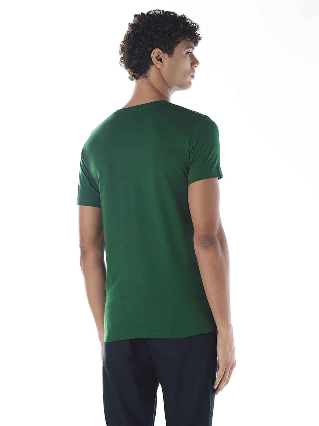 Cotton V-Neck T-shirt - Green