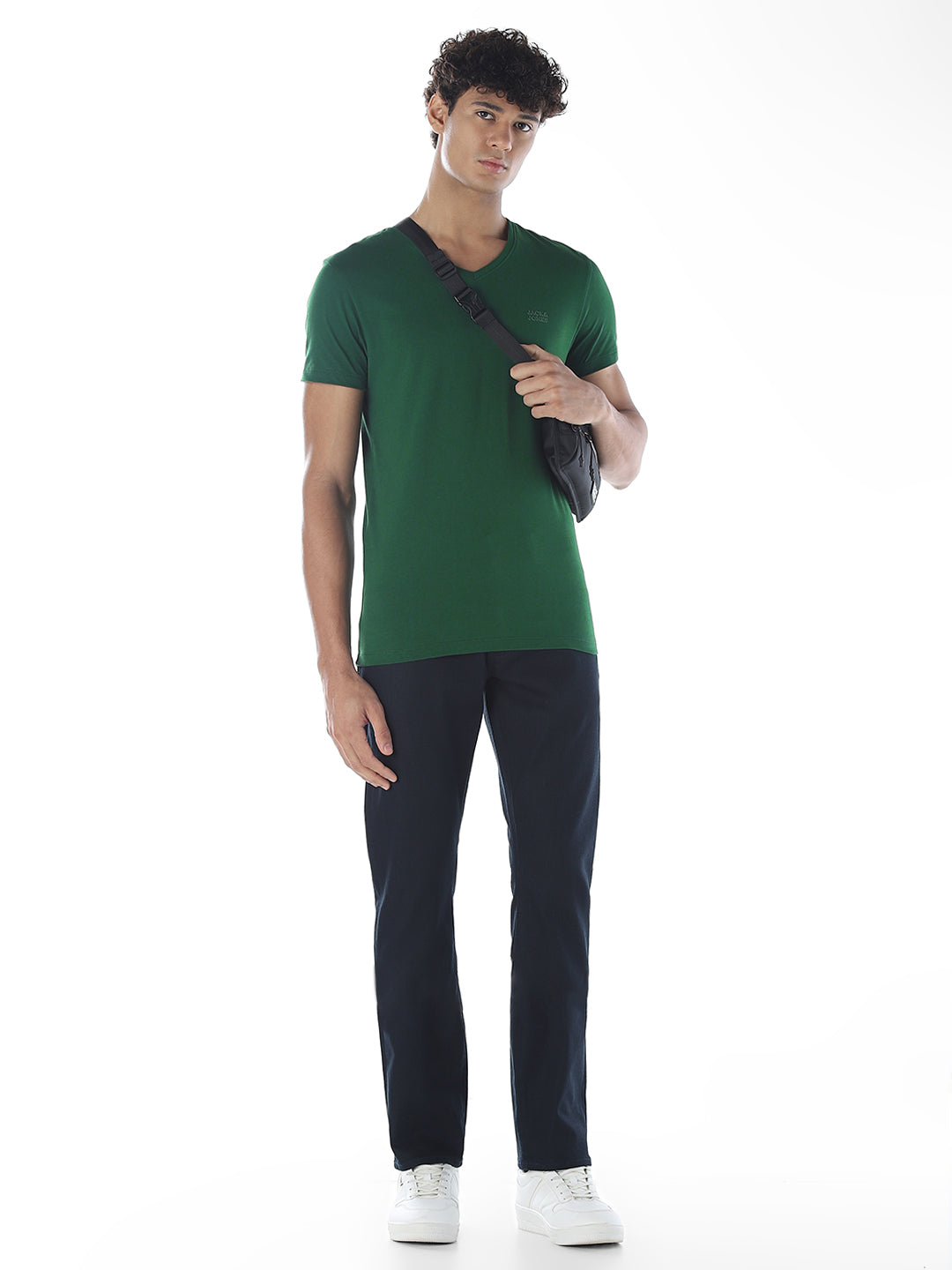 Cotton V-Neck T-shirt - Green