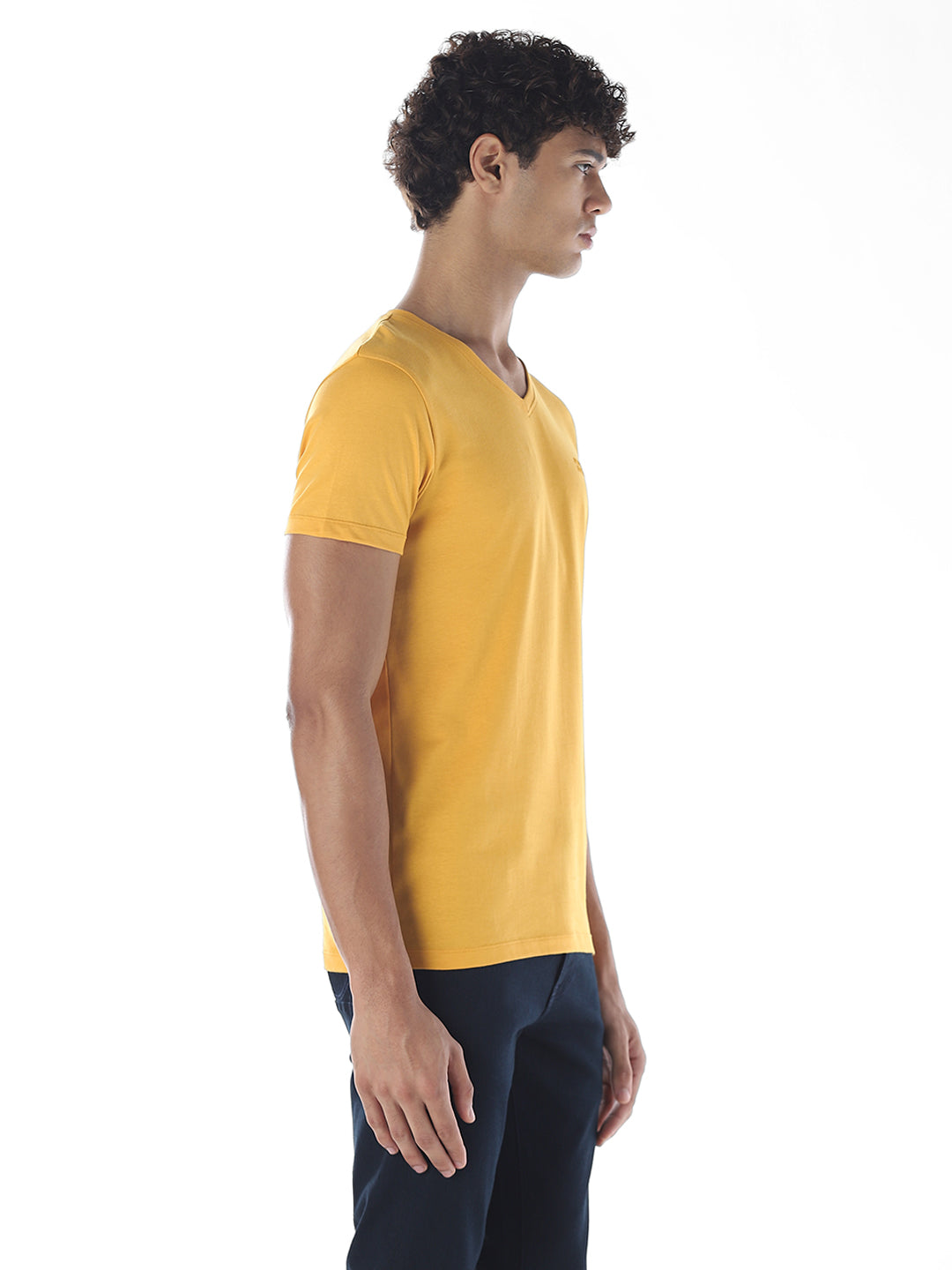 Cotton V-Neck T-shirt - Yellow