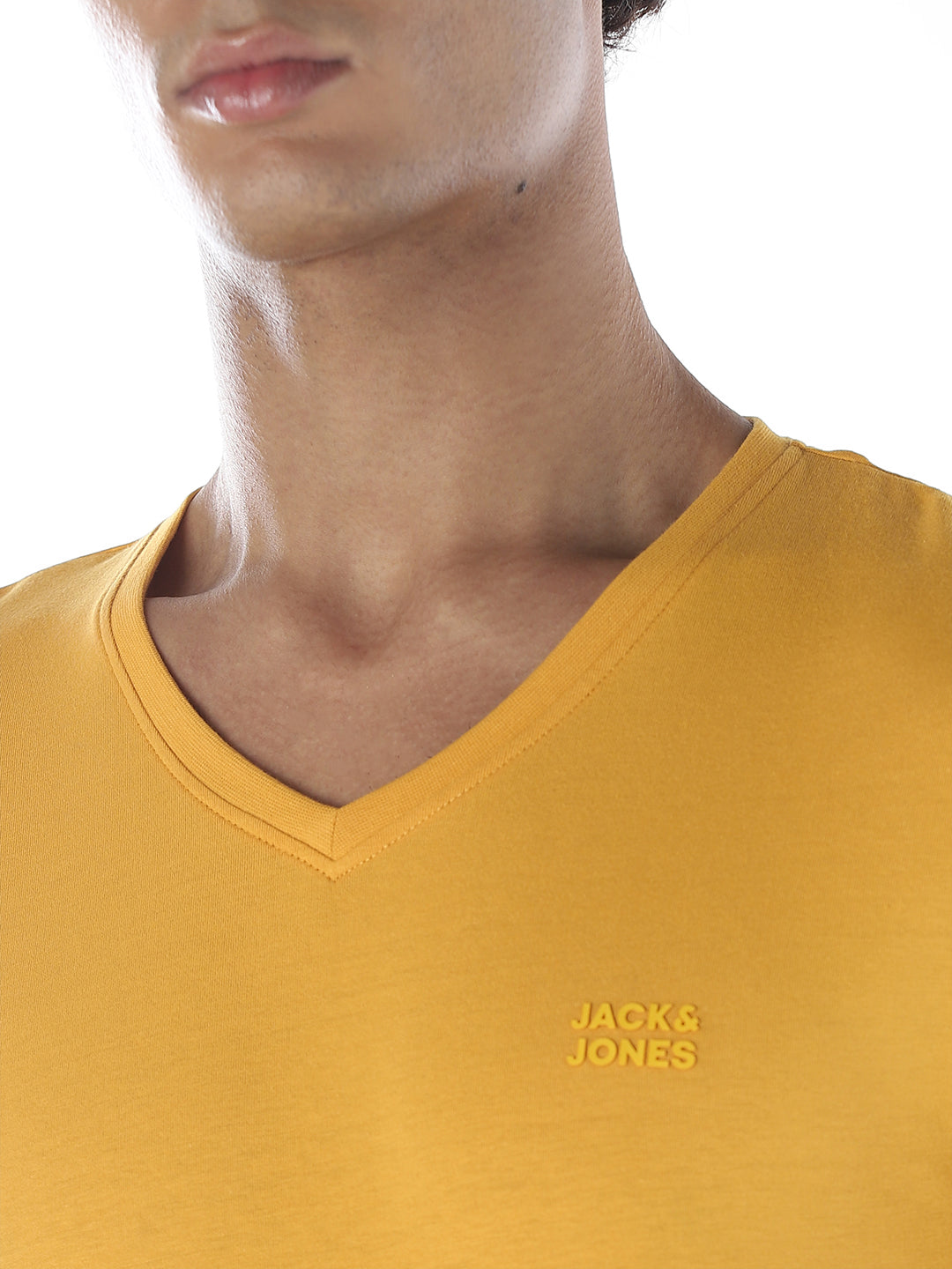 Cotton V-Neck T-shirt - Yellow