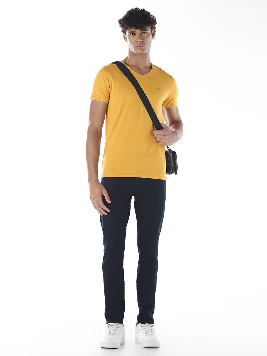 Cotton V-Neck T-shirt - Yellow