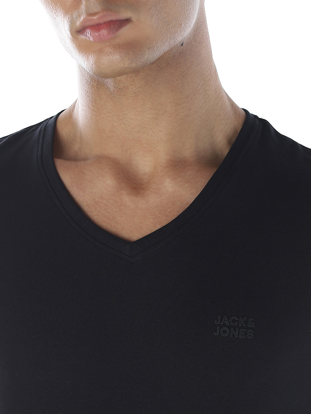 Cotton V-Neck T-shirt - Black