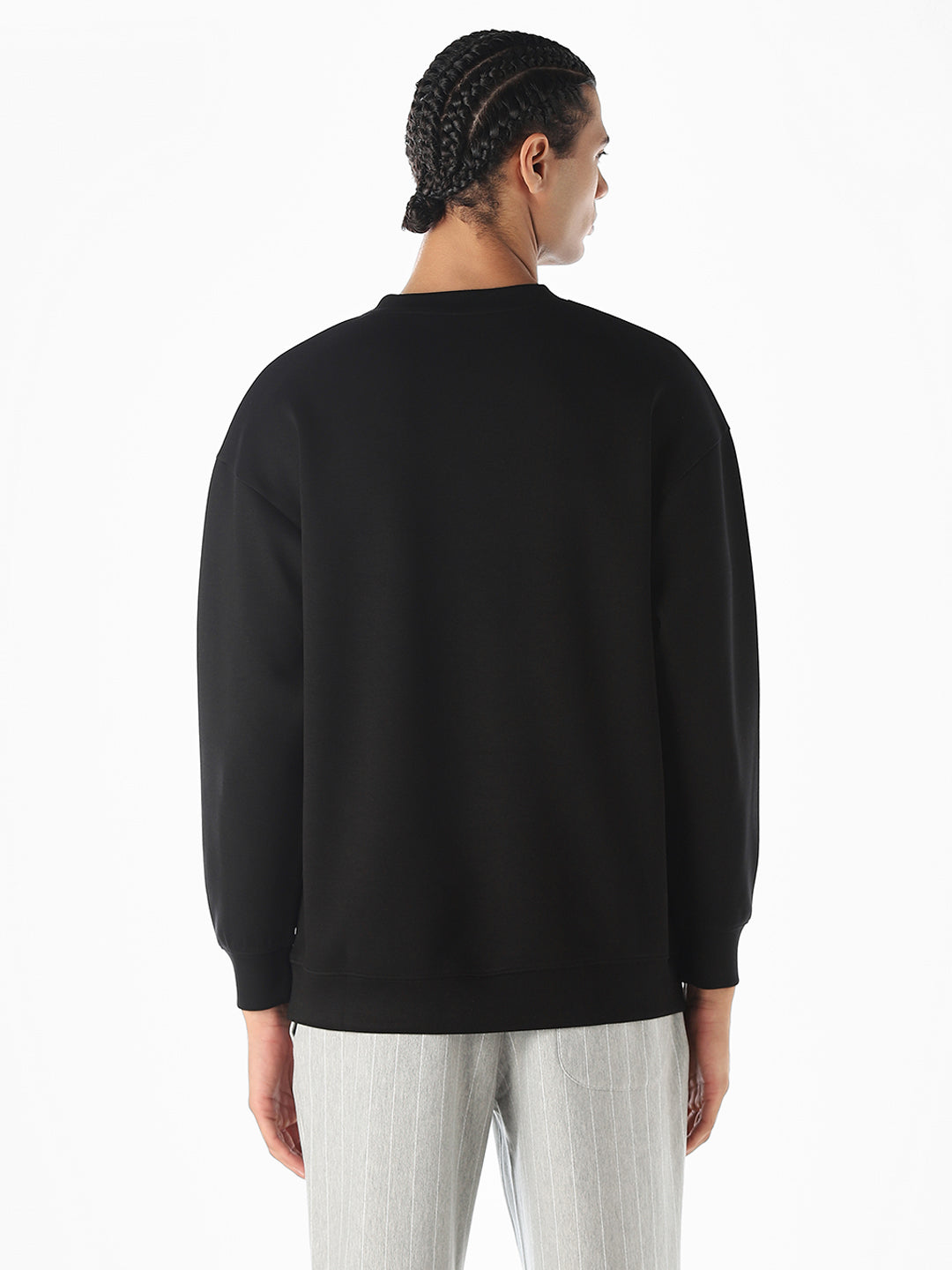 Logo Print Oversized Sweatshirt- Black