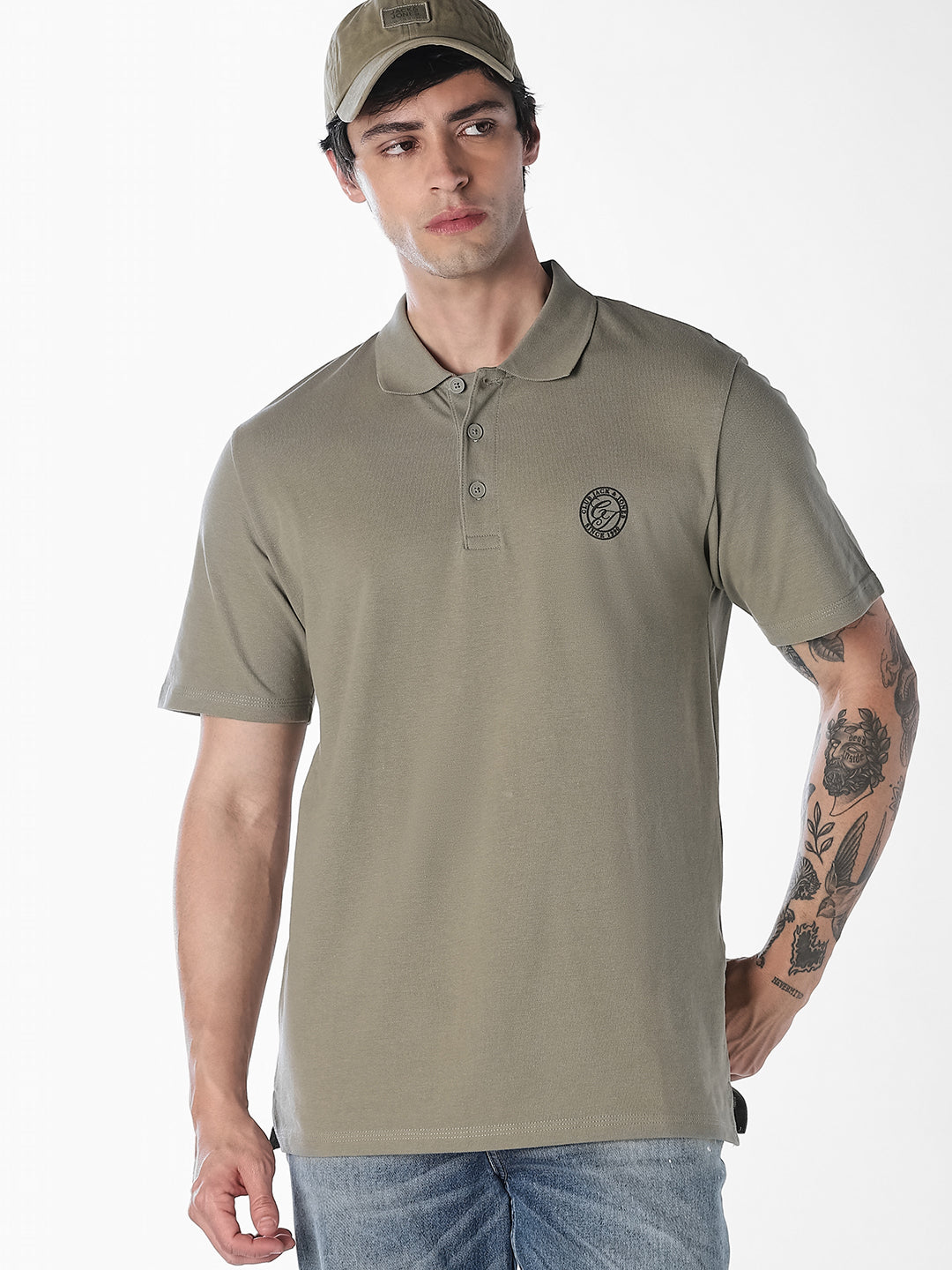 Green Regular Fit Cotton Polo
