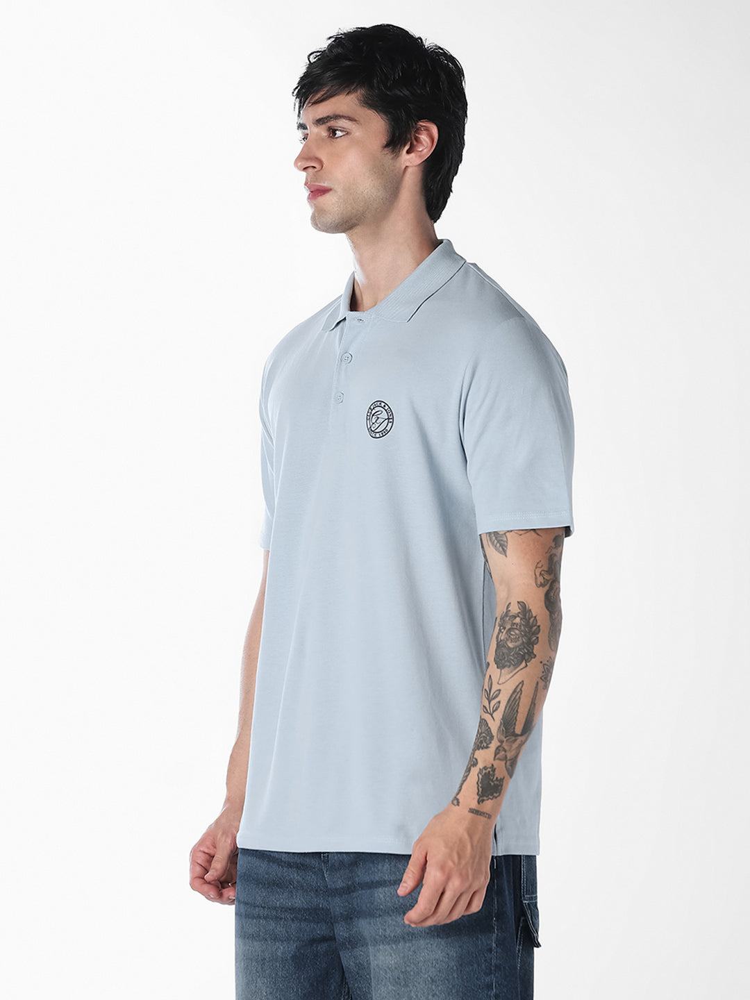 Light Blue Regular Fit Cotton Polo