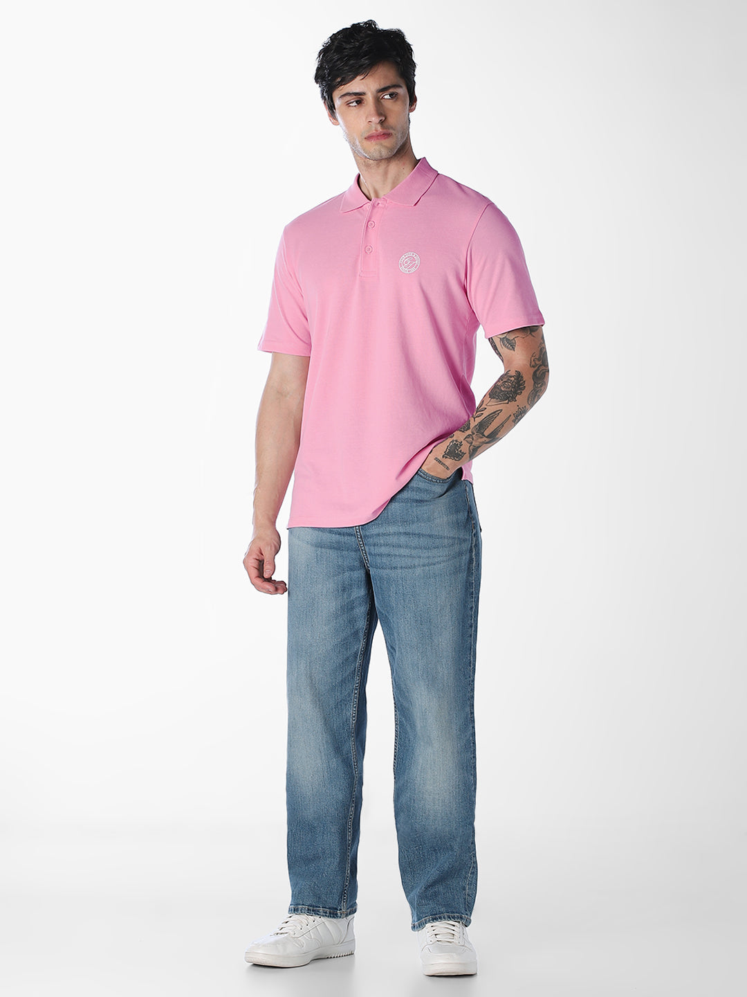 Pink Regular Fit Cotton Polo