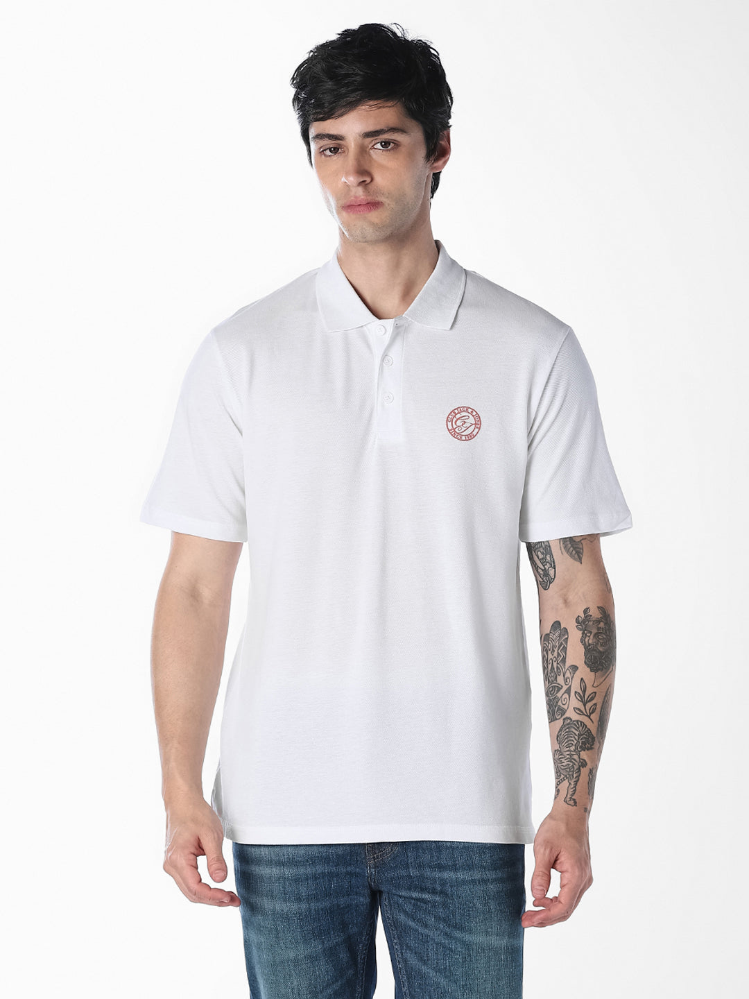 White Regular Fit Cotton Polo