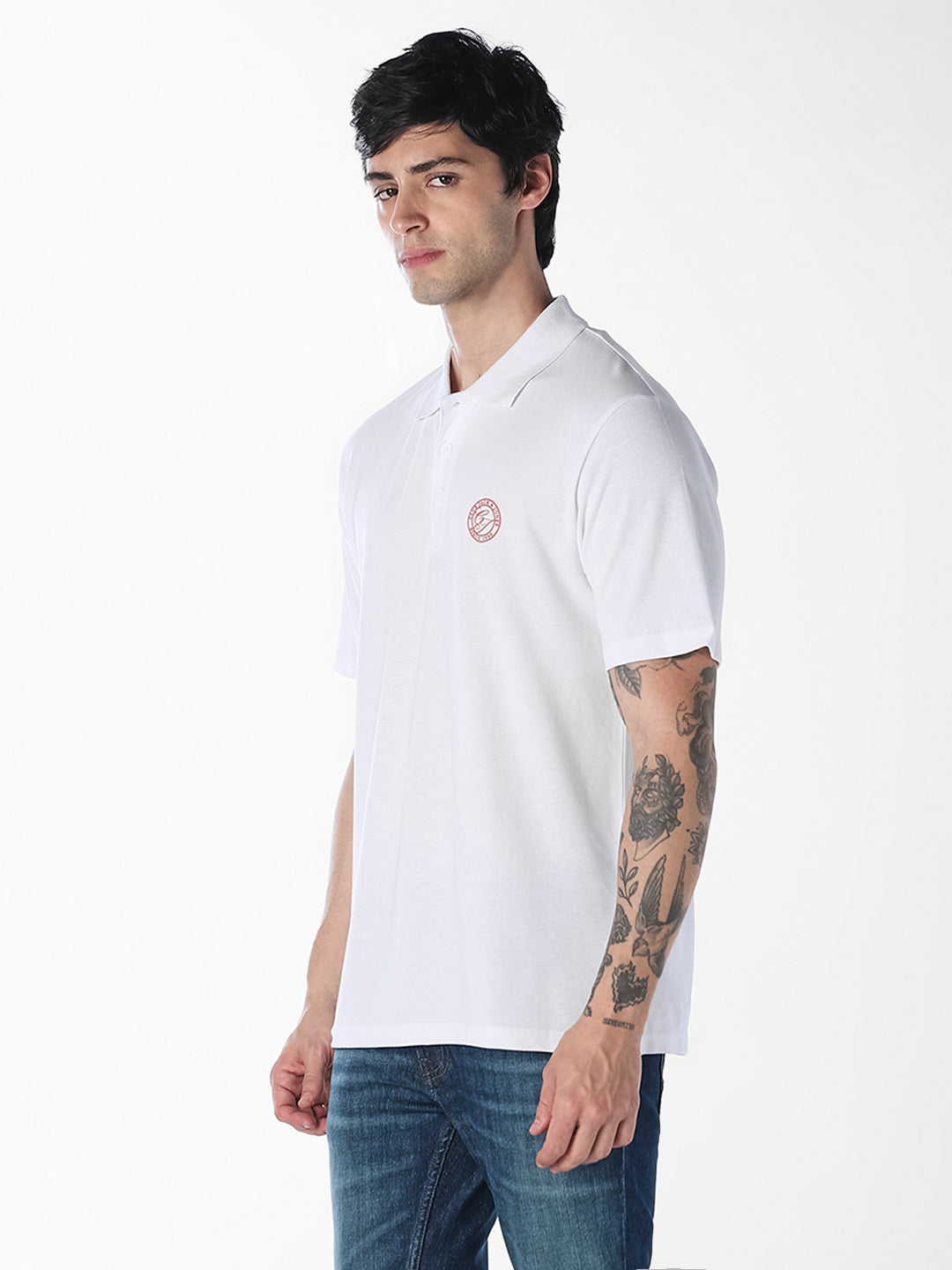 White Regular Fit Cotton Polo