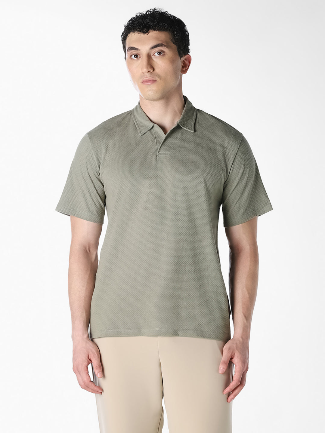 Jacquard Structured Polo - Green